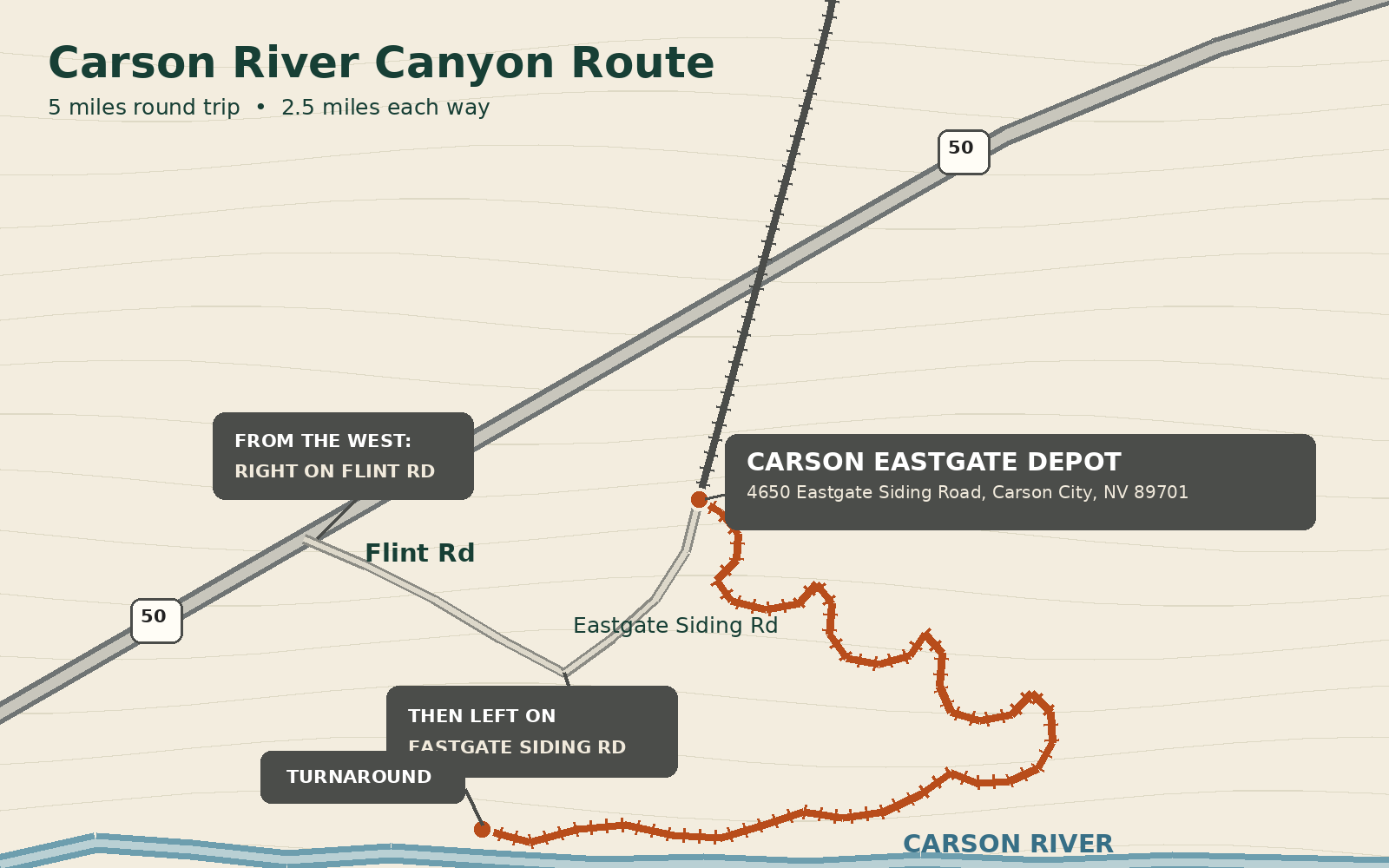 Carson River Canyon RailZephyr route map